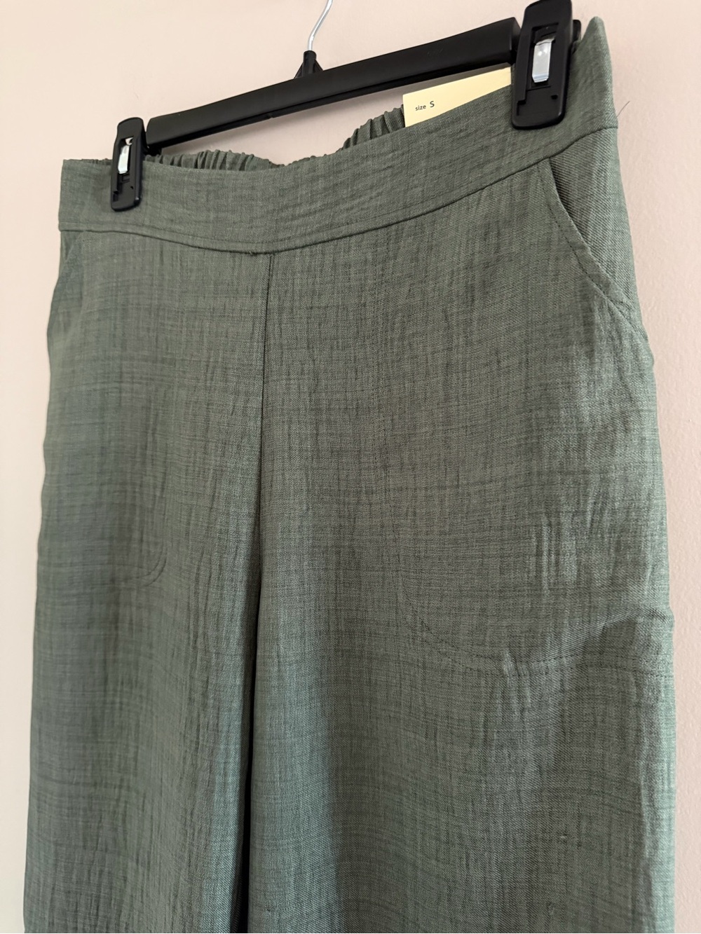 NWT Max Studio London Womens S Green High Rise Wide Leg Pants Elastic Back - Picture 5 of 9